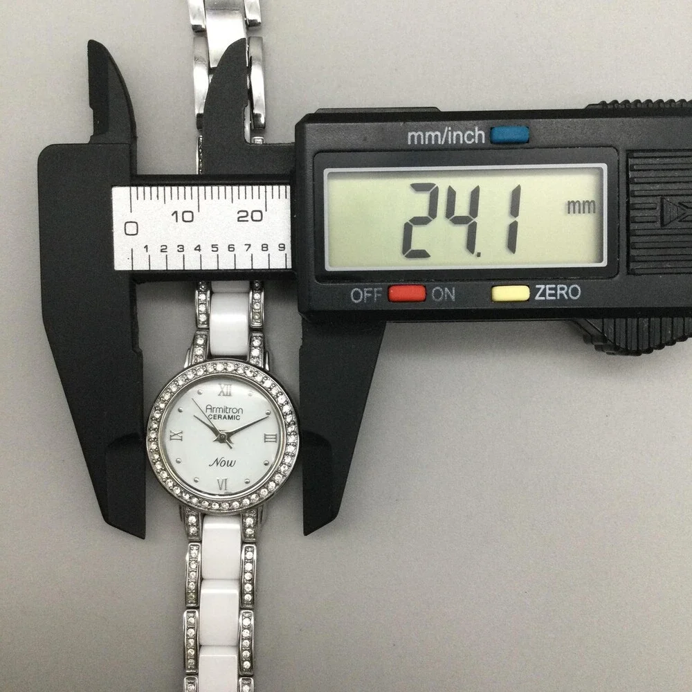 Armitron Now Womens Watch 24mm White Ceramic Bracelet Crystals New Battery 6